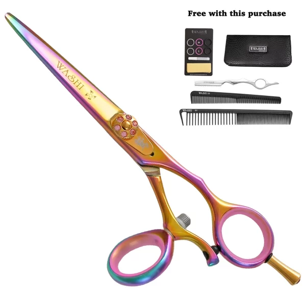 Washi Golden Rainbow swivel hair scissors